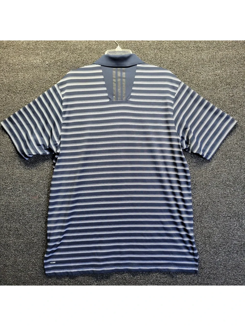 ADIDAS CLIMALITE Men's Polo Shirt Sz L Navy Blue and White Striped